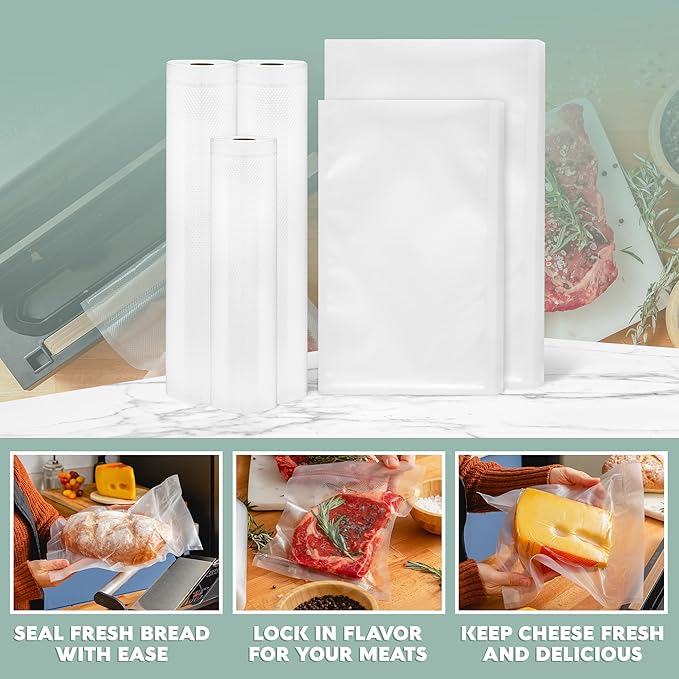 Avid Armor Vacuum Sealer Bags & Rolls – Heavy Duty, BPA-Free, Pre-Cut & Custom-Sized for Food Storage, Meal Prep & Sous Vide 