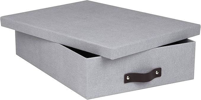 Bigso Oskar Canvas Fiberboard Document Letter Box - File Organizer Box for Important Paperwork - Document Storage with a Lid 
