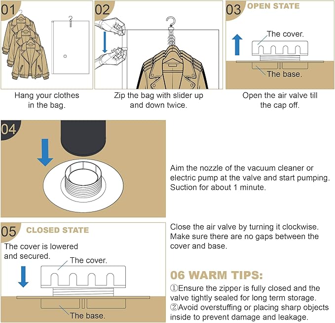 Hanging Vacuum Storage Bags,Hanging Vacuum Sealer Storage Space Saver Bags for Clothes, Suits, Coats, Dresses or Jackets, Reu