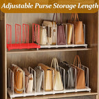 Dmevkic Extendable Purse Organizers Purse Storage. Length 16-28 in. Bag Organizer Purse Holder for Closet with 8 Adjustable S