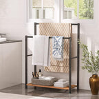 HOOBRO Free Standing Towel Rack for Bathroom, 22" L x 9.4" W x 31.5" H, 2 Tier Blanket Rack, Blanket Holder, Drying and Displ