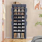 OYREL Shoes Rack 10 Tier Tall Shoe Rack with Storage Pockets, Fabric Covered Shoe Racks,Metal Shoes Rack Organizer for Closet