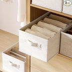 3 Pack Large Wardrobe Clothes Organizer and Storage, Fabric Sweater Organizer for Closet with Handles 5 Grids Foldable Drawer