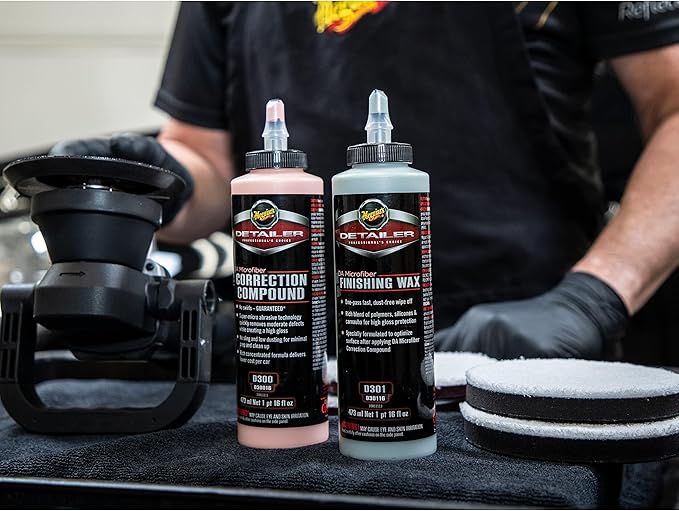 Meguiar's DA Microfiber Correction System 5" Starter Car Detailing Kit, Complete Paint Correction Kit with Cutting Discs, Backing Plate, Correction Compound, Finishing Wax, and More