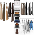 Furinno FANO Closet Organizers and Storage, Closet Storage Organizer with 3 Hanging Bars, Wardrobe Closet Shelf Towers, for W