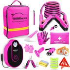 THINKWORK Car Emergency Kit for Teen Girl and Lady's Gifts, Pink Emergency Roadside Assistance kit with Digital Air Compresso