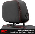 Rough Country Leather Seat Covers for Chevy Silverado 1500 & GMC Sierra 1500 Crew Cab (2019–2026) – Front Buckets & 60/40 Rea