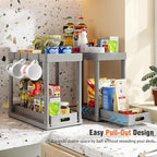 2 Pack Pull-Out Storage Organizers, Under Sink Organizer and Storage for Bathroom & Kitchen,Multi-Purpose Under Cabinet Organ