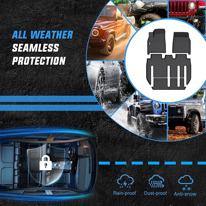 Nilight TPE Floor Mats for Tesla Model X 7 Seater 2022 2023 2024 2025 2026 All Weather Custom Fit Heavy Duty Floor Liners