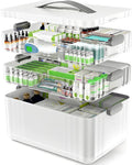 ARSTPEOE 3-Tier Medicine Organizer - Portable Medicine Cabinet with Plastic Handle, Multipurpose Medical Box, Pill Organizer,