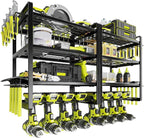 KAFAHOM Power Tool Organizer Wall Mount, 4-Tier Drill Holder for Cordless Tools, 2-Pack Set, Garage Storage Rack with Side Ho