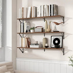 Axeman 40 Inch Floating Shelves | 8 Inch Deep Walnut Wall Shelves Set of 2 | 39.4W x 8D Rustic Wood Shelves for Bookshelf Liv