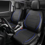 CAR PASS Universal FIT Piping Leather Car Seat Cover, for suvs,Van,Trucks,Airbag Compatible,Inside Zipper Design and Reserved Opening Holes (Full Set, Black and Blue)