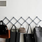 SKOLOO Accordion Wall Hanger with 16 Hooks, Modern Expandable Coat Rack Hat Rack for Wall, Solid Wooden, Dusty Gray Oak