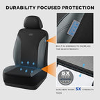 Skechers Car Seat Covers, Work Leather Seat Covers 5-Times Stronger Built-in Webbing, Oxford Fabric Front Seat Covers, Airbag