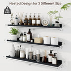 Axeman 36 Inch Floating Shelves | Black Picture Ledge Shelf Set of 3 | Rustic Wood Wall Shelves with Lip | 36" Black Picture 