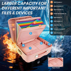 Fireproof Document Box, Hard Case Fireproof File Organizer Box with Lock and 13 Pocket Accordion File Folder, Portable Safe B