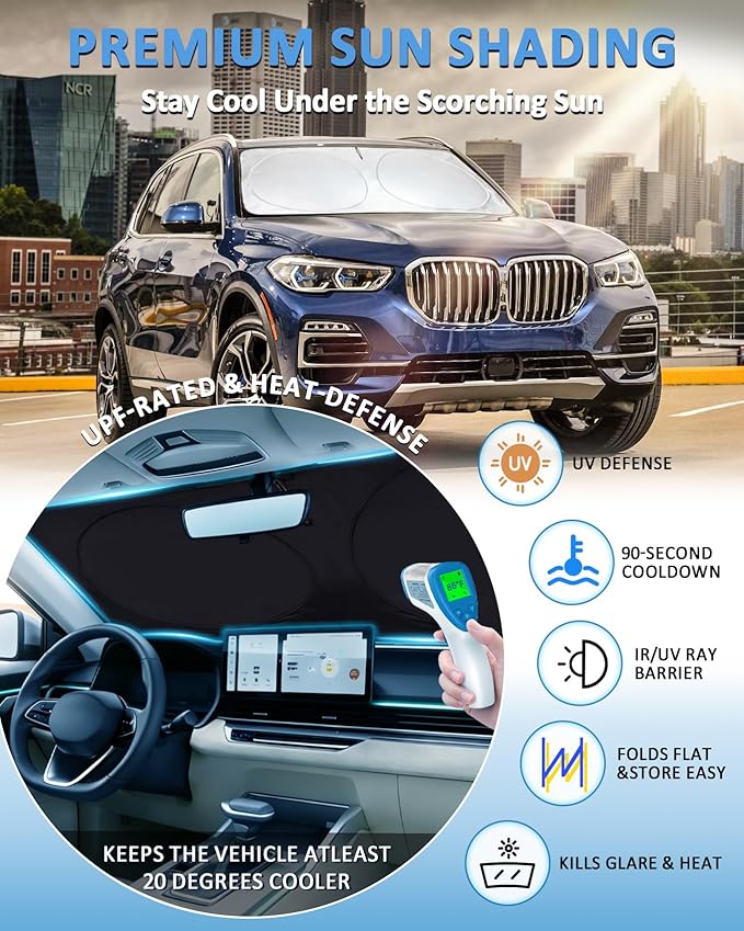 Sunshade for X5 Windshield Sun Shade for BMW X5 2014-2018 Accessories Foldable Front Window Shield Cover Sun Visor Protector Block UV Rays