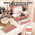 Dajasan Jewelry Organizer Box, Large Jewelry Boxes for Women Girls, Space-Saving 3 Layers Jewelry Storage Case with Drawer, M