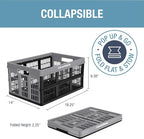 CleverMade Collapsible Utility Crate, Stone, 1PK - 32L (8 Gal) Collapsible Storage Bins, Holds 40lbs Per Bin - Plastic Stacka