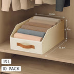 Homsorout Fabric Storage Bins for Organizing - 10 Pack Large Trapezoid Collapsible Storage Bins with Front Handle, Closet Org