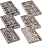 Frebeauty Jewelry Organizer Tray,Stackable Velvet Jewelry Trays,Drawer Inserts Earring Organizer For Women Jewelry Storage Di