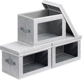 Homsorout Storage Boxes with Lids - 3 Pack Fabric Clear Window Storage Bins, Collapsible Storage Bins with Lids, Linen Closet