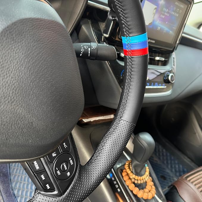 MEWANT Hand Sewn Steering Wheel Cover for Toyota Camry 2018-2019/Toyota Avalon 2019/Toyota Corolla 2019-2020/Toyota RAV4 2019 Steering Wheel Accessories