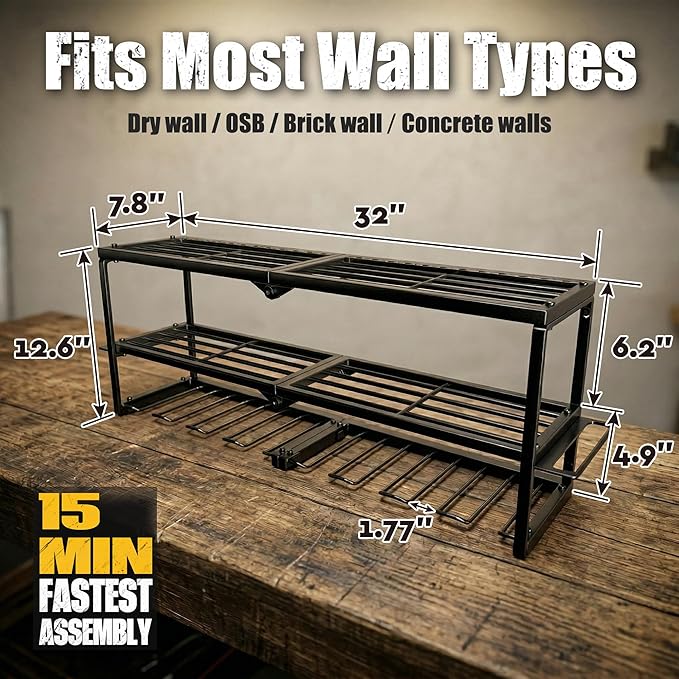 Power Tool Organizer, 8 Drill Holder for Tool Organizer, Storage and Organization for Garage, Heavy Duty Metal Tool Shelf Uti