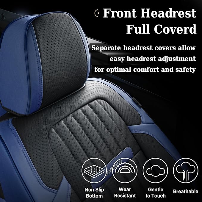 Coverado Car Seat Covers Front, Seat Covers for Cars, Waterproof Car Seat Cushions, 2-Pack Leather Carseat Seat Protectors, U