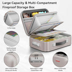 Fireproof Document Box, Hard Case Fireproof Box with Lock, Portable Hard-Shell Fireproof Water Resistant Document Safe for Im