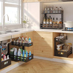 1-Pack Under Sink Organizers and Storage,2-Tier L Shape Pull Out Cabinet Organizer With Round Tube Slide Rails,Hight Adjustab