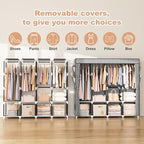 VTRIN Portable Closet for Hanging Clothes 67 Inch Wide Large Capacity Portable Wardrobe Closet with Cover, 4 Storage Shelves 