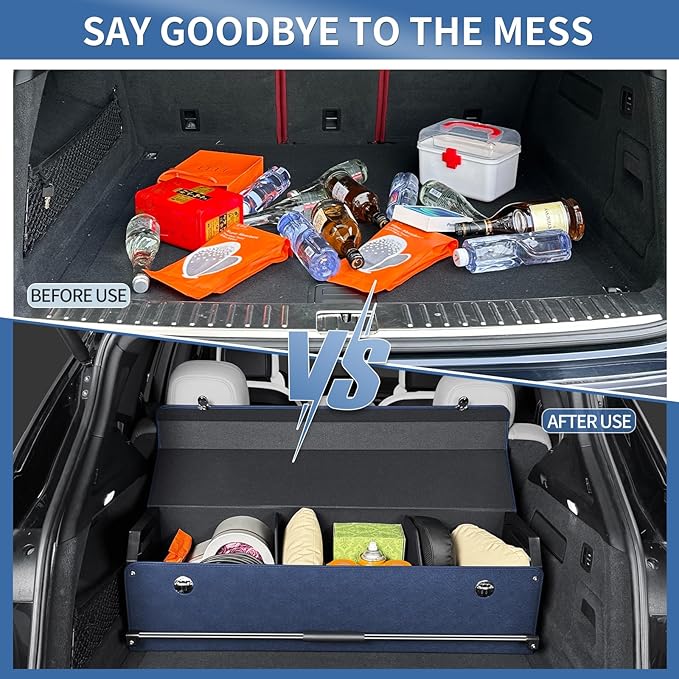 Car Trunk Organizer for Honda CR-V 2017-2022, Collapsible Sturdy Trunk Storage Container with Lid and Handle Large Leather Car