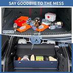 Car Trunk Organizer for Honda CR-V 2017-2022, Collapsible Sturdy Trunk Storage Container with Lid and Handle Large Leather Car
