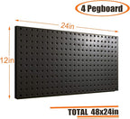Wallmaster Pegboard Organizer Garage Storage - 48pcs Pegboard Hooks Set, Pegboard Tool Organizer with 48x24 Inch Steel Peg Bo
