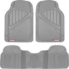 Motor Trend FlexTough Performance All Weather Rubber Car Floor Mats - 3 Piece Floor Mats Automotive Liners for Cars Truck SUV, Heavy-Duty Waterproof (Gray)