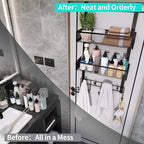 HapiRm Over The Door Hanger with Coat Hooks and 2 Baskets, Rustproof & Waterproof Over The Door Hooks, Storage Organizer for 