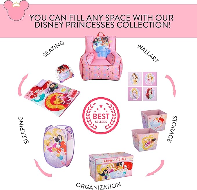 Disney Princess Collapsible Storage Cubes, Set of 2, 10"x10"