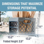 CleverMade Collapsible Milk Crate 25L (6.6 Gal) 3 Pack, 50 lb Capacity Heavy Duty Folding Crate – Stackable Storage Crates wi