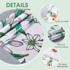 Coavas Static Cling Privacy Window Film, 96% UV & Heat Blocking, Stained Glass Window Film Floral Design, Non-Adhesive, for Bathroom, Front Door, Shower Enclosure‌ (Vinyl, 17.5" X 78.7 ")