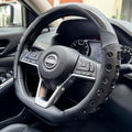 PINCTROT D Shaped Race Grip Steering Wheel Cover, Anti Slip Silicone Perforated Design with Soft Touch Padding, Enhanced Grip for Sporty Driving Flat Bottom 14.5-15 Inch (Racing Black)