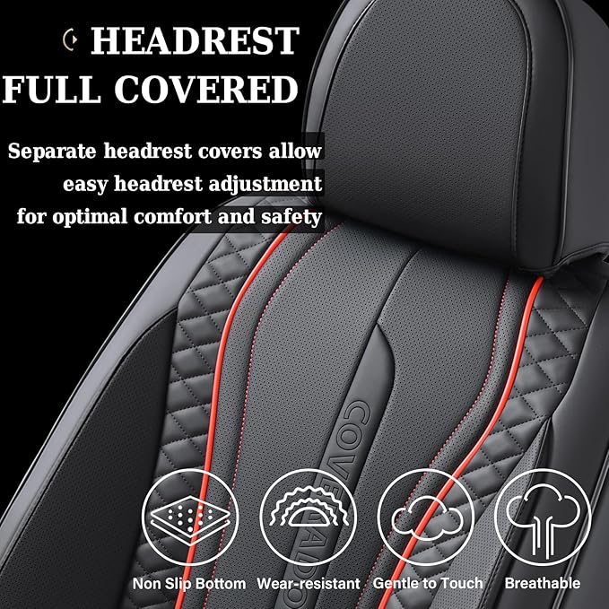 Coverado Car Seat Covers Full Set, Front Seat Cover and Back Seat Covers for Cars, Faux Leather Waterproof Seat Covers, Car S