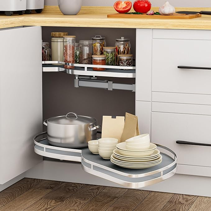 YITAHOME Blind Corner Cabinet Pull Out Organizer, Right Swing Soft-Close Swing-Out Cabinet Organizer with Adjustable Height, 