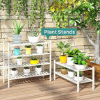 viewcare White Shoe Rack for Entryway, 2 Tier Shoe Organizer for Hallway Closet, Bamboo Wood Shoe Racks for Indoor Outdoor (W
