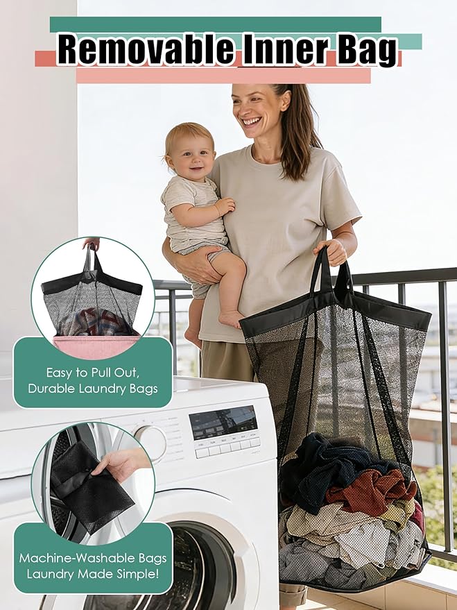 WTREE Laundry Hamper with Lid, Reinforced Sturdy Clothes Hamper with Anti-Puncture Base, Large Collapsible Laundry Basket wit