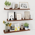 Axeman 30 Inch Floating Shelves | Walnut Picture Ledge Shelf Set of 3 | Rustic Wood Wall Shelves with Lip | 30" Walnut Pictur