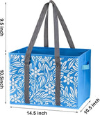 yarlung 4 Pack Reusable Grocery Bags, Collapsible Large Storage Box Bag with Reinforced Bottom and Handle, Heavy Duty Foldable Shopping Tote Bags for Groceries, Clothes, Toys Organizer
