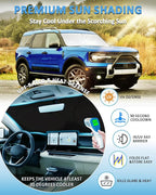Sunshade for Bronco Sport Windshield Sun Shade for 2025-2021 Ford Bronco Sport 4Door Accessories Foldable Front Window Shield Cover Sun Visor Protector Block UV Rays