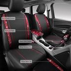 CAR PASS Rhinestone Red Bling Diamond Car Seat Covers Leather Black & Shining Car Floor mats Carpet with Anti-Slip Nibs& Blin